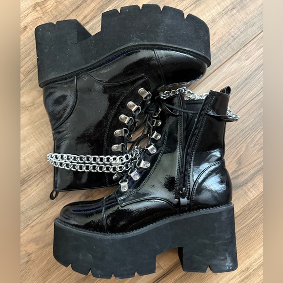 Womens size 7 Platform Boots Chunky Ankle Punk Boots Lace Up&Zipper Combat Boots - Picture 2 of 7